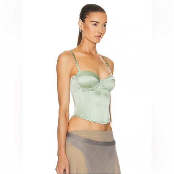 Fleur du Mal NEW NWT Sage Green Silk Hamptons Bustier Top - Picture 6 of 16
